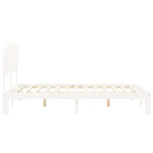 Berkfield Bed Frame with Headboard White 140x190 cm Solid Wood