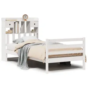 Berkfield Bookcase Bed without Mattress White 90x200 cm Solid Wood Pine