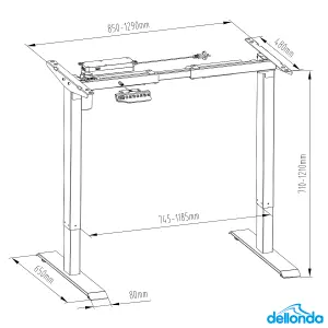 Dellonda Electric Adjustable Desk Frame Digital Controls 70kg Capacity Black