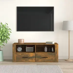 Berkfield TV Cabinet Smoked Oak 100x35x40 cm Engineered Wood