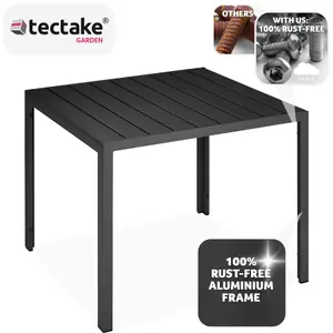 Garden Furniture Table Maren - aluminium, wood look, 90 x 90 x 74.5 cm - black