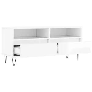 Berkfield TV Cabinet High Gloss White 100x34.5x44.5 cm Engineered Wood