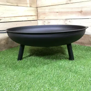 59cm / 23" Round Metal Fire Pit Basket Garden Patio Wood Solid Fuel Burner