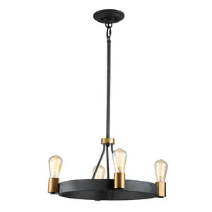 Luminosa Hinkley Silas Cylindrical Pendant Ceiling Light Aged Zinc & Heritage Brass