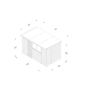 Beckwood 10x6 Pent Shed - 2 Windows - Double Door