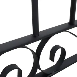 Black Coated Steel Decorative Garden Fence Gate with Arched Top 90 x 85 cm