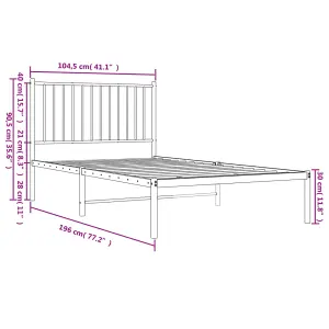 Berkfield Metal Bed Frame with Headboard White 100x190 cm