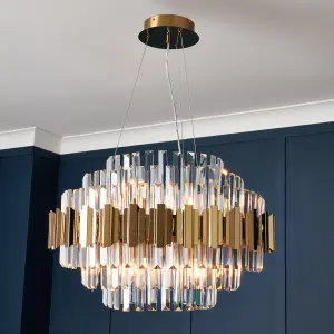 Litecraft Visconte Furore Brass 9 Light Ceiling Pendant