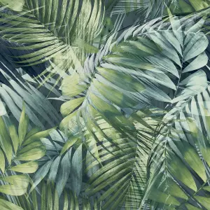 Grandeco Antigua Palm Teal & Green Palm Leaf Wallpaper