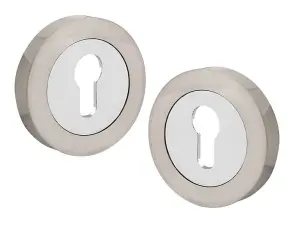 Golden Grace Key Hole on Rose Escutcheon for Normal 3 Lever 5 Lever Lock, Satin Nickel/Polished Chrome Dual Finish