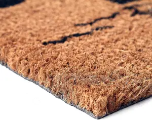 Coco&Coir Natural Coir Eco-Friendly Indoor Outdoor Heavy Duty Weather Themed Entrance Door Mat 45 x 75 cm RAIN OR SHINE