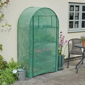 Portable 4 Tier Curved Greenhouse - Compact Plant House with 4 Shelves & Weatherproof PE Cover