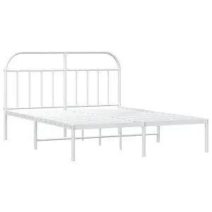 Berkfield Metal Bed Frame with Headboard White 150x200 cm