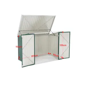 7 x 3ft Outdoor Metal  Garden Storage Shed Pent Tool Shed Bicycle Storage Shed Green