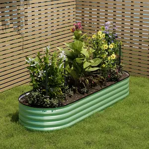 240cm W x 80cm D Light Green Galvanized steel Raised Garden Bed Kit Raised Planter Box Bottomless for Gardening