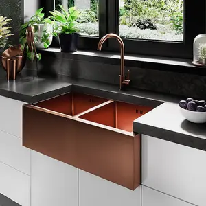 Astini Belfast 800 2.0 Bowl Copper Brushed Stainless Steel Kitchen Sink & Waste