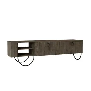 Decortie Norfolk Modern TV Unit Multimedia Centre Dark Coffee with Storage TV Cabinet 151cm