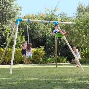 TP Knightswood Triple Wooden Swing Set With Glide Ride And Button Seat - FSC certified