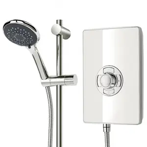 Triton Aspirante 9.5KW Gloss White Electric Shower Includes 3 Mode Head + Riser