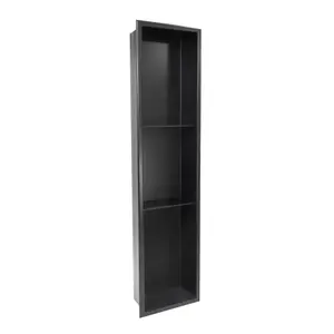 Thermopanel 304 Stainless Steel Recess Shower Niche Shelved - Matte Black (204x915x103mm)