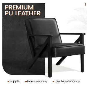 Yaheetech Black Extra-wide Faux Leather Armchair