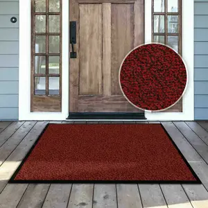 Heavy Duty Rubber Non-Slip Absorbent Barrier Mat - Red 40 x 60cm Indoor & Outdoor