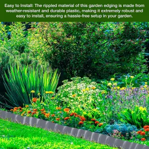 9 Metres Grey Flexible Plastic Lawn Edging Durable, Weatherproof, and Frost-Resistant  15cm Height