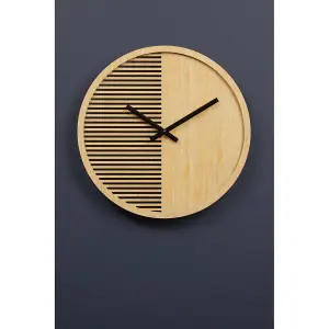 Interiors By Premier Contemporary Small Wooden Wall Clock, Large Wood Dial Clock In Kitchen, Easily Maintained Large Wall Clock