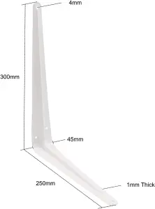 EAI - London Shelf Bracket - 300x250x45x1mm - White - Pack of 10