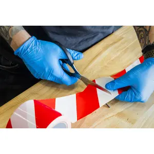 Sealey Hazard Warning Barrier Tape 80mm x 100m Red White Non Adhesive BTRW