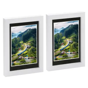 Nicola Spring Photo Frame with 4" x 6" Mount - 5" x 7" -  Black Mount - Pack of 2