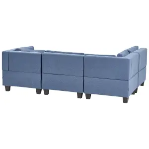 Corner Sofa with Ottoman UNSTAD Blue Fabric Right Hand