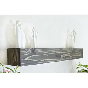 Lulger Floating Shelf with Reclaimed Wood Ebony Black / 40cm H x 3cm W x 5.7cm D