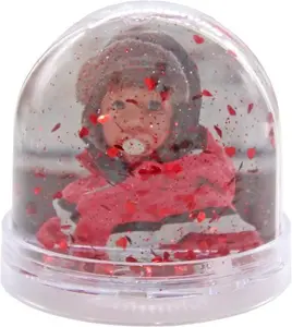 Personalised Photo Snow Globe Glitter Dome Ornament - Clear Base, Glitter Heart (Red) - Ideal And Home Décor