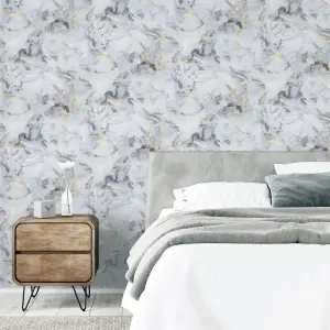 Arthouse Bahia Marble Mono Gold Wallpaper