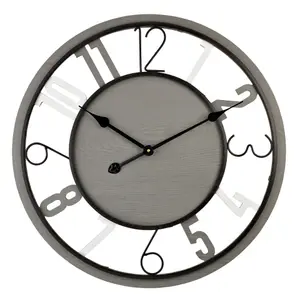 Hometime Wood & Metal Grey Wall Clock 60cm