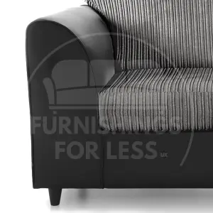 Luxor Jumbo Cord Black and Grey Fabric Armchair