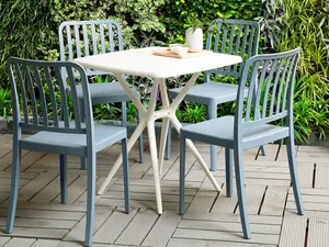 Set of 4 Garden Chairs SERSALE Synthetic Material Blue