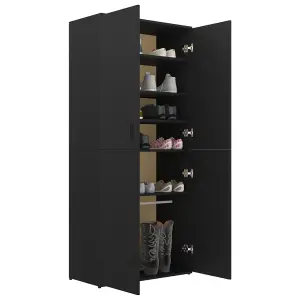 Shoe Cabinet Black 80x39x178 cm Engineered Wood