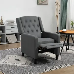 HOMCOM Button Tufted Microfibre Cloth Recliner Armchair for Living Room, Grey