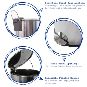 Stainless Steel Step On Waste Bin - 30L Chrome