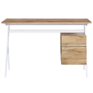 Home Office Desk with Storage Light Wood ASHLAND