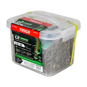 Timco - C2 Strong-Fix Multi-Purpose Premium Screws - PZ - Double Countersunk - Yellow (Size 5.0 x 80 - 1000 Pieces)