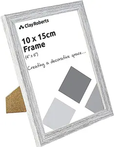 Clay Roberts Photo Picture Frames 6 x 4, Light Grey, Pack of 3, Freestanding and Wall Mountable, 10 x 15 cm, 6x4" Picture Frame Se