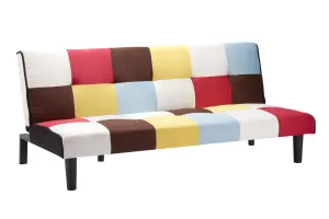 Multi Coloured Sofa Bed Birlea Rainbow 3 Seater Settee Fabric Scandinavian Retro