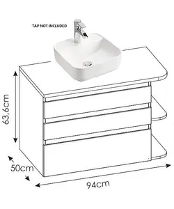 Bathroom Furniture Set with Countertop Vanity Unit with Basin & Wall Tallboy Cabinet White Gloss Oak Plat