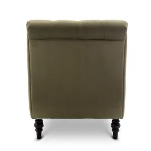 Chaise Lounge in Velvet Sage Green Chesterfield