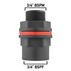 3/4 BSP Garden Water Butt Tank Adapter w/ Gasket Durable Plastic Male-Female