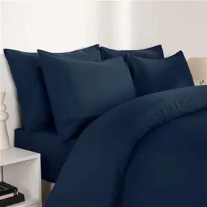 Brentfords Plain Duvet Cover Set - Navy, Single