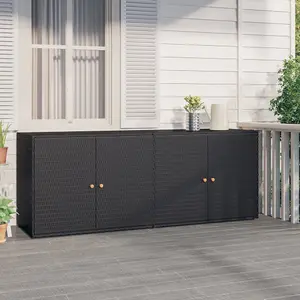 Berkfield Garden Storage Cabinet Black 198x55.5x80 cm Poly Rattan